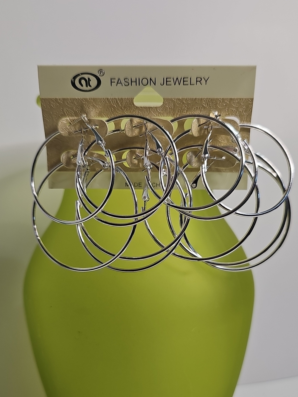 Fashion Jewelry Silver Double Hoop Earring Set